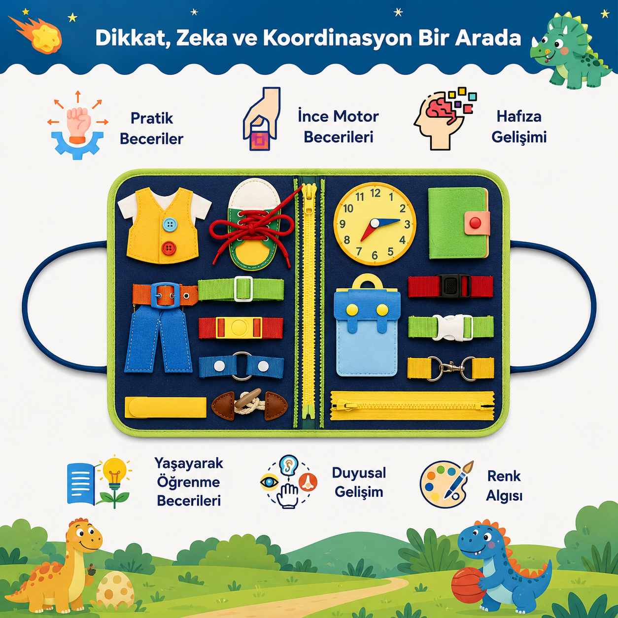 Minoş Keşif Kutusu | 30+ Aktiviteli Ekransız Beceri & Gelişim Panosu